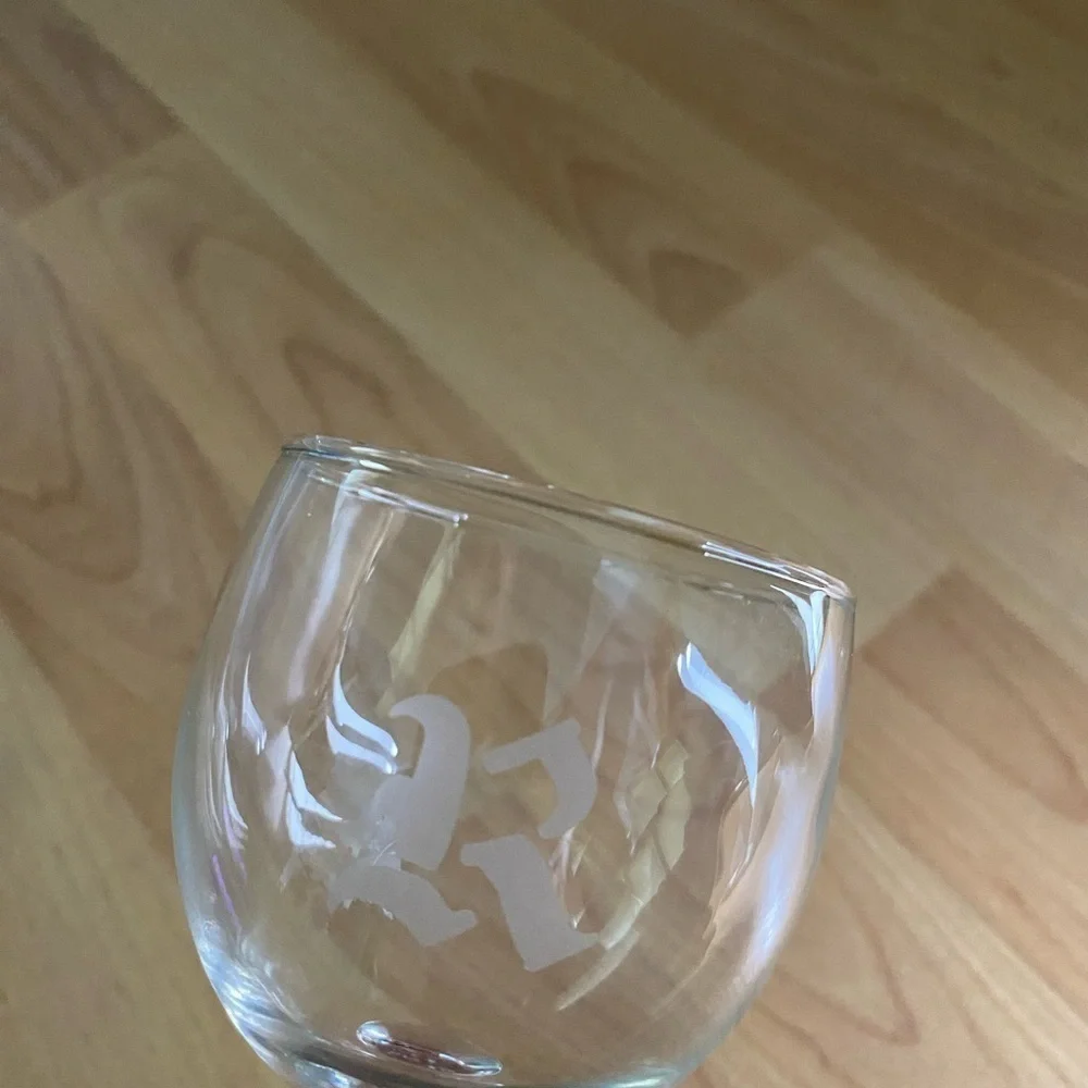 Set of 6 Vintage “R” Frosted Monogram Wine Glasses